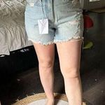 Kancan Women’s Blue Denim Medium Distressed Rainbow Jean Shorts New NWT Photo 0