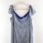 Showpo Sweetheart Neckline Ditsy Floral Slit Flutter Cap Sleeve Maxi Dress Blue Size 16 Photo 4