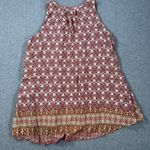 JODIFL Flowy Tunic Tank Top Women's Small High Low Cut Out Pink Brown Sleeveless Photo 6