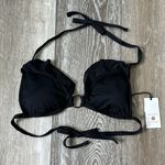 Shade & Shore NWT Swimwear Sz S Black Bikini Top W Ruffle & Metal Ring Photo 1