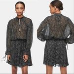 ANINE BING Elliana Asymmetrical Zebra Print 100% silk mini dress Photo 10