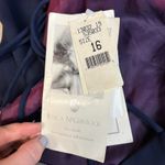 NWT Scott McClintock Navy Blue Beaded Embroidered Halter Dress Size 16 *Flawed Photo 2