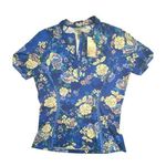 Johnny Was XL Blue Dove Surf Shirt Floral Swim Rash Guard Short Sleeve $178 NWT Photo 0