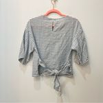 ZARA  blue white striped blouse top with tie size small Photo 5