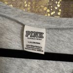PINK - Victoria's Secret  Gray Rhinestone Glitter Logo V Neck Top Large Photo 2