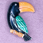 466. Vintage Metal Toucan Bird Brooch Animal Orange Photo 0