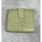 Ralph Lauren Ralph Lauren Leather Card Accordian Wallet Embossed Faux Croc Green 4"x 4" Photo 2