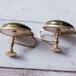 Vintage Screw Back Earrings Dark Olive Green Photo 4