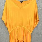 Lane Bryant  Top Womens 22/24 Orange V Neck Drop Ruffle Waist Flutter Sleeve Boho Photo 0