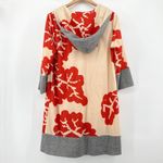 Anthropologie Karen Zambos Palm-Printed Hoodie Pullover XL Tan Red Floral Print Photo 4