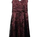 Papell Boutique Evening Formal Dress Floral Felt Shell Spaghetti Straps Zipper 4 Photo 0
