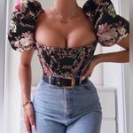 House Of CB Isabella BROCADE JACQUARD PUFF SLEEVE BUSTIER Photo 1