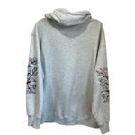 Hollister  California Graphic Hoodie Floral Sleeve Embroidery Gray Pullover M Photo 1