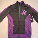 Beverly Hills Polo Club NEW Black Purple Zip Up Track Jacket Women's M Logo Y2K Photo 14