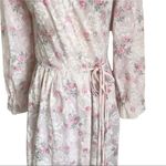 Vintage 80s Pinehurst Victorian Style Floral Cotton lingerie Robe Size S Pink Photo 8