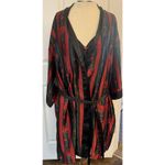 VTG Satin Nightgown & Robe Set Sz LG Black/Red Floral Sexy Nightie Feminine EUC Photo 4