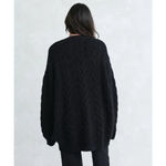 Jenni Kayne Cocoon Cable KNIT Black Wool Cardigan Women’s XS Oversized Luxury Photo 4