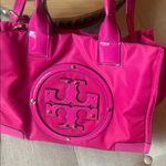Tory Burch Hot Pink Ella Nylon Leather Trimmed Tote Carrier Bag Photo 4