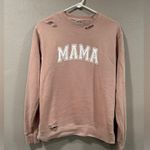 Distressed by HB Peach “Mama” CREWNECK Pink Photo 1