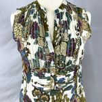 NWT MAGAZINE White Muted Multicolor Floral V Neck Tank Top Womens S Boho Fairy Photo 1