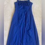 Tie Front Corset Top Sleeveless Midi Maxi Milkmaid Dress in Blue Women’s Medium Photo 0