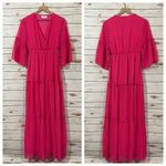 Faeriesty Swiss Dot Surplice Neck Flounce Sleeve Ruffle Hem Dress Photo 14