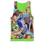 ISSEY MIYAKE Pleats Please Tank Top Pants Bottom Set Graphic Lamia Ziade Green Size 4 Photo 1