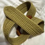 Lafayette 148 New York Belt Womens Medium Olive Wide Woven Braided Wood Buckle Green Photo 5