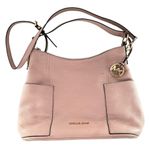 Michael Kors  Anita Pink Nude Pebbled Leather Silver Hobo Shoulder Crossbody Bag Photo 0
