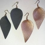 Chic Metallic And Black Boho Leaf Earrings Gold Photo 0