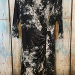 Carmen Marc Valvo Carmen Black & White Tie Dye Faux Wrap Dress Size M Photo 0