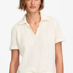 Madewell Crochet Knit V-Neck Sweater Tee in Vintage Ivory, Size Small Photo 0