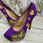 Herstar Women Sz 9 LSU Tigers Crystal Heels Pumps Shoes Purple Gold Glitter Glam Photo 10