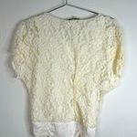 Love j Romantic White Lace Overlay Blouse Satin Ruched Hem Size Med Dressy Photo 11