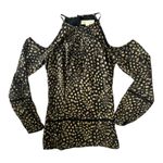 MICHAEL Michael Kors Cold Shoulder Blouse Black Beige Print Lined Size XS Photo 1