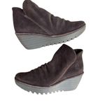 Fly London  Chocolate Brown Suede Yip Women’s Wedge Booties Size 41 Minimalist. Photo 5