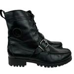 Ralph Lauren Lauren Zera Leather Lace Up Ankle Boots Black Buckle Womens Size 7B Photo 2