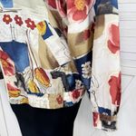 Oleg Cassini Vintage  Tropical Floral Print Silk Windbreaker Track Jacket Large Photo 5
