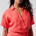 Athleta  Playa Linen Wrap Blouse Cropped Size Large NWT‎ Flaw: Missing Tie Photo 0