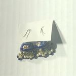 Vintage Jhumka Chandelier Earrings Half Sphere Enamel Beaded Tassels Blue/Gold $ Blue Photo 6