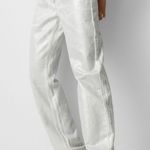 Pull & Bear NWT  Straight Fit Metallic Jean, White/Silver. Size 10 Photo 2