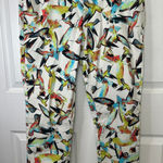 Cynthia Rowley Hummingbird Print Colorful Cotton Blend Pants Size 12 Women's Photo 0