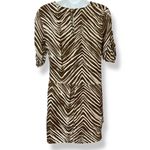 BCBGMAXAZRIA  Silk Dress Zebra Print Animal Ayshea‎ Size XXS Blouson Brown White Photo 4