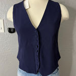 Quince  Stretch Crepe Vest, Textured Navy, S Photo 0