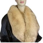 VINTAGE 1980'S GREG BELL BLACK LEATHER WITH FOX FUR COLLAR COAT (L) Size L Photo 6