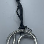 Liz Claiborne Vintage  Purse Fob Key Ring Black Leather Silver Tone Metal Photo 0