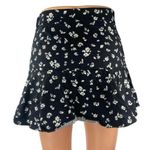 ZARA  Women's Black Floral Ruffle Faux Wrap Zipper Mini A-Line Flared Skirt Sz XS Photo 2