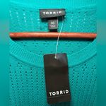 Torrid Pointelle NWT 00 M/L 10 Pullover Short Sleeve Sweater Fanfare Blue Teal Photo 9