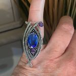 Amethyst Swiss Blue Topaz &  Sterling Silver Ring Size 7 Photo 5
