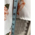 Rue 21 Floral Crop Top Long Chiffon Sleeves Ruched Tie Size XL White/Orange Photo 2